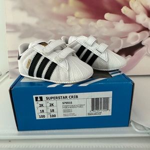 Adorable Adidas Baby Running Shoes - Soft Sole, White with Black Stripe